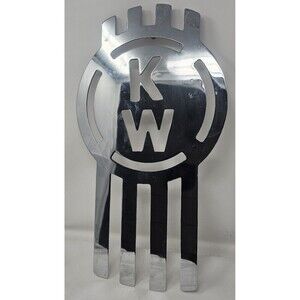 Vtg Kenworth Silver Metal Grille Emblem Tractor Trailer Semi Truck Badge 18.5"